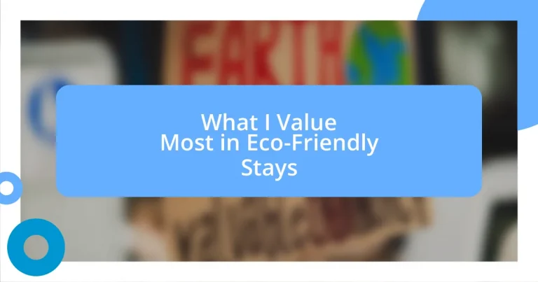 What I Value Most in Eco-Friendly Stays